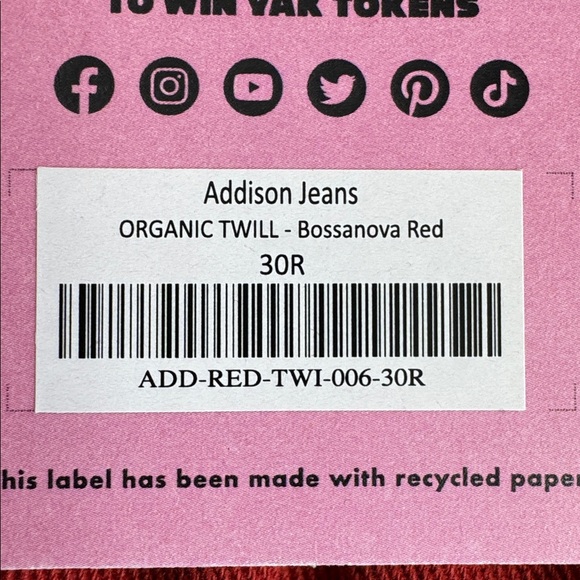 NWT Lucy & Yak Addison Jeans Organic Twill Red Size W30 - Picture 11 of 16